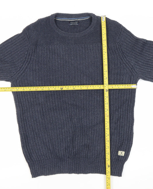 Jack & Jones Men’s Blue Chunky Knit Crew Neck Jumper Size M