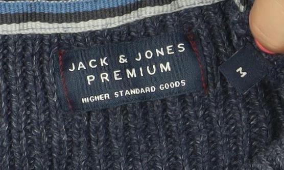 Jack & Jones Men’s Blue Chunky Knit Crew Neck Jumper Size M