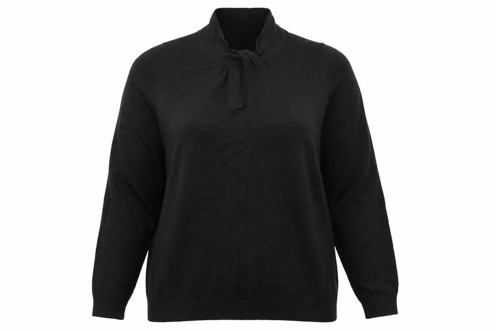 Marks and Spencer Women Black Size 14 Long Sleeve Tie Neck Blouse