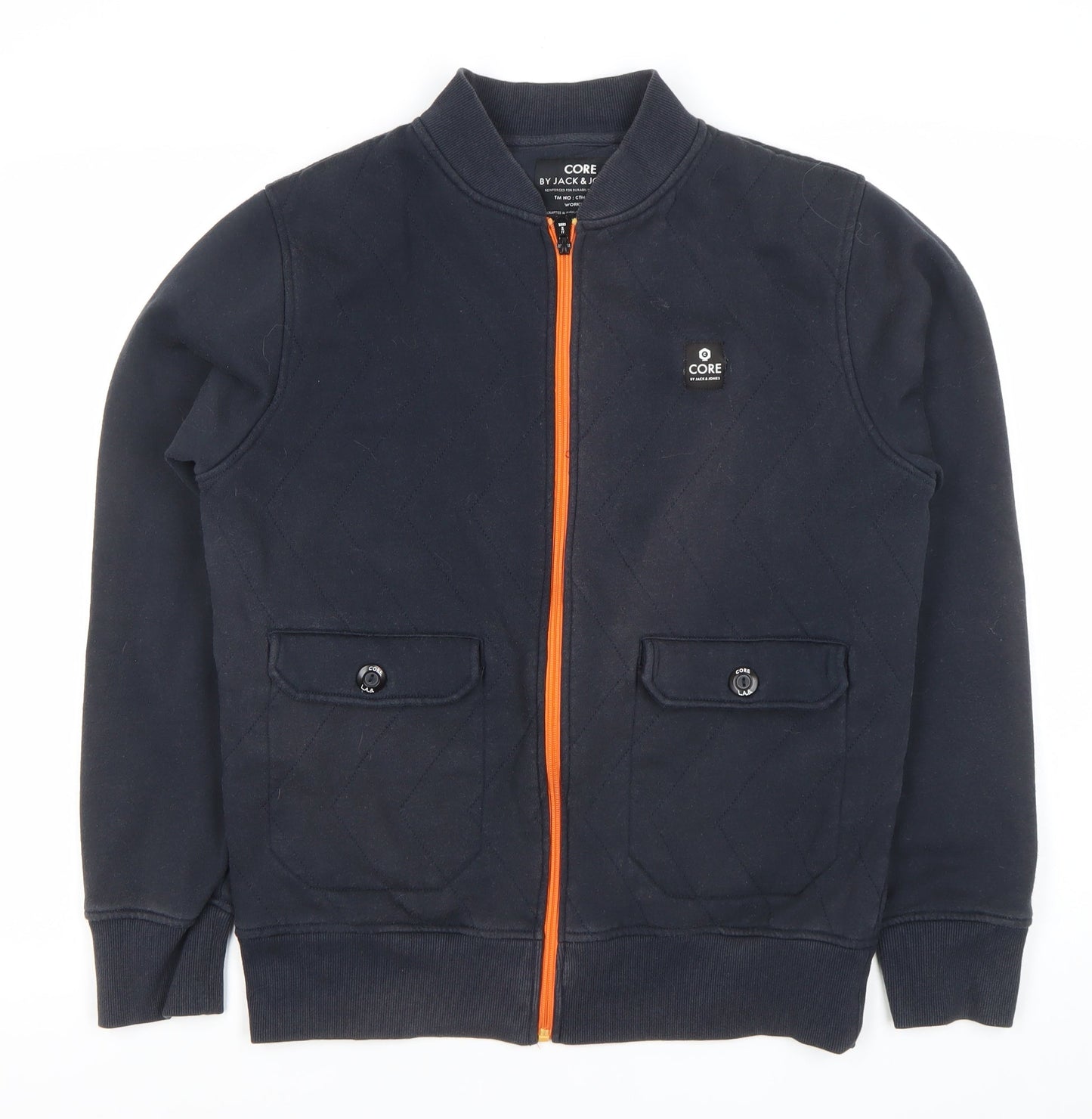 Jack & Jones Men’s Black Bomber Jacket L Full Zip Quilted Casual