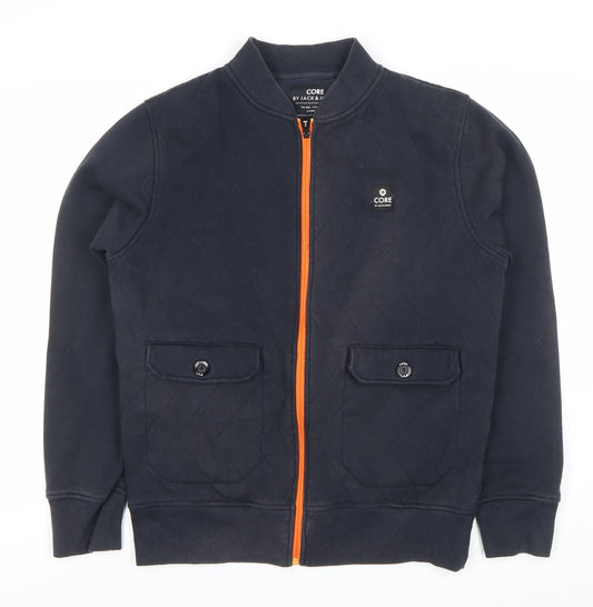 Jack & Jones Men’s Black Bomber Jacket L Full Zip Quilted Casual