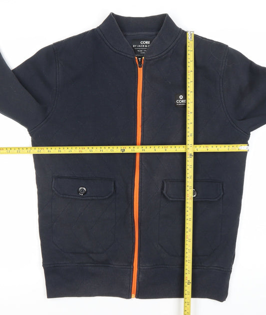 Jack & Jones Men’s Black Bomber Jacket L Full Zip Quilted Casual