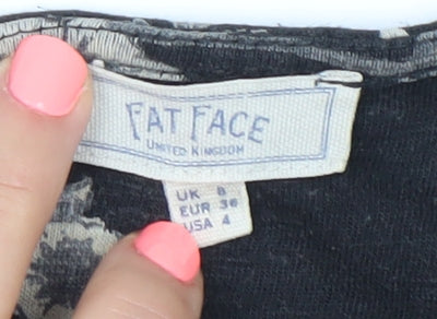 Fat Face Womens Black Floral Shift Dress Size 8 Short Sleeve