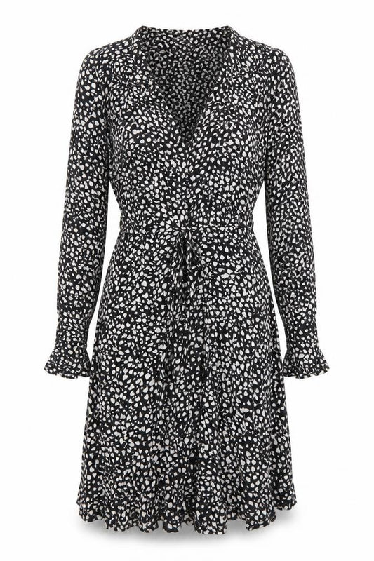 Superdry Women’s Black Wrap Dress XS Viscose Animal Print