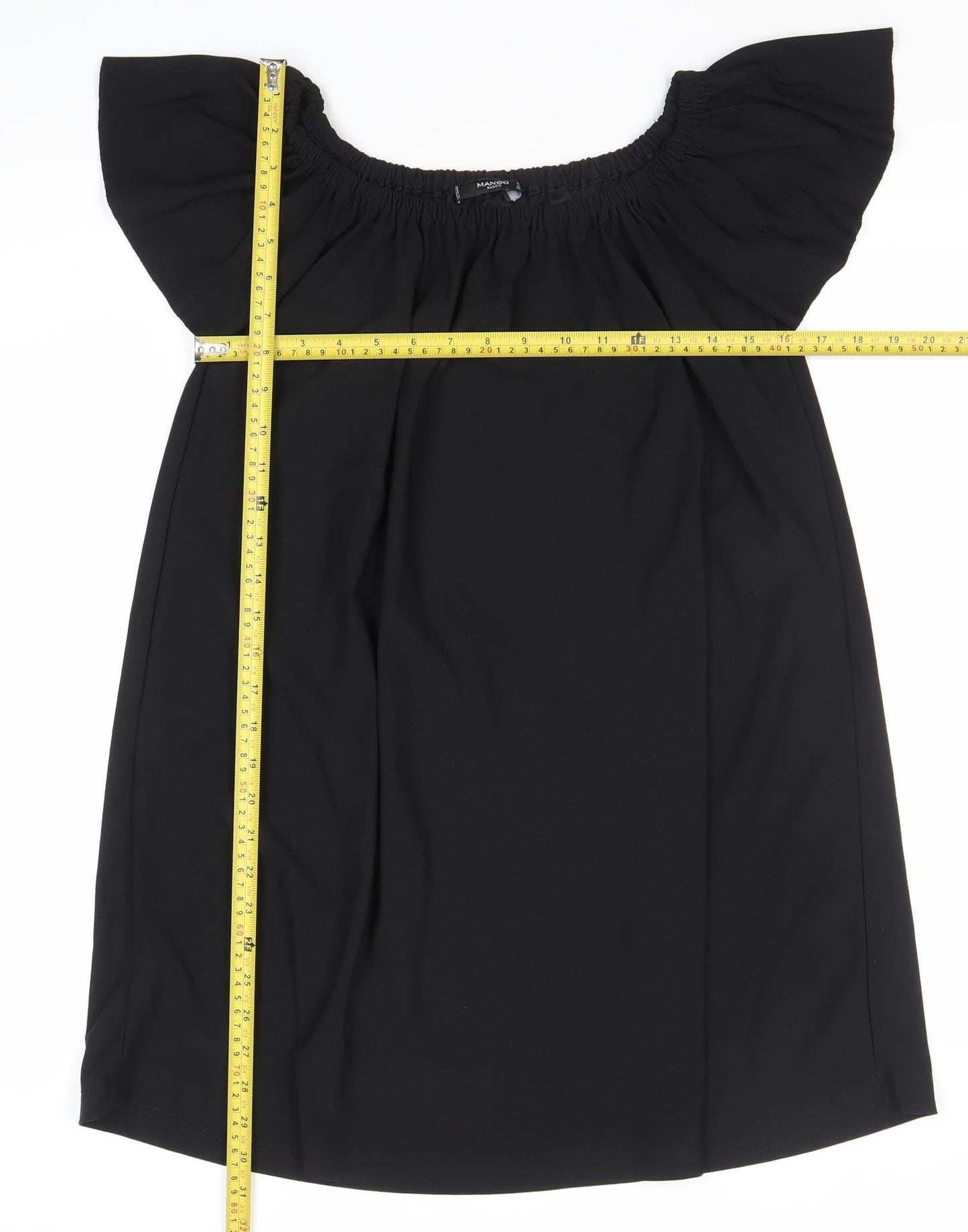 Mango Women’s Black Off Shoulder Shift Dress S Short Sleeve