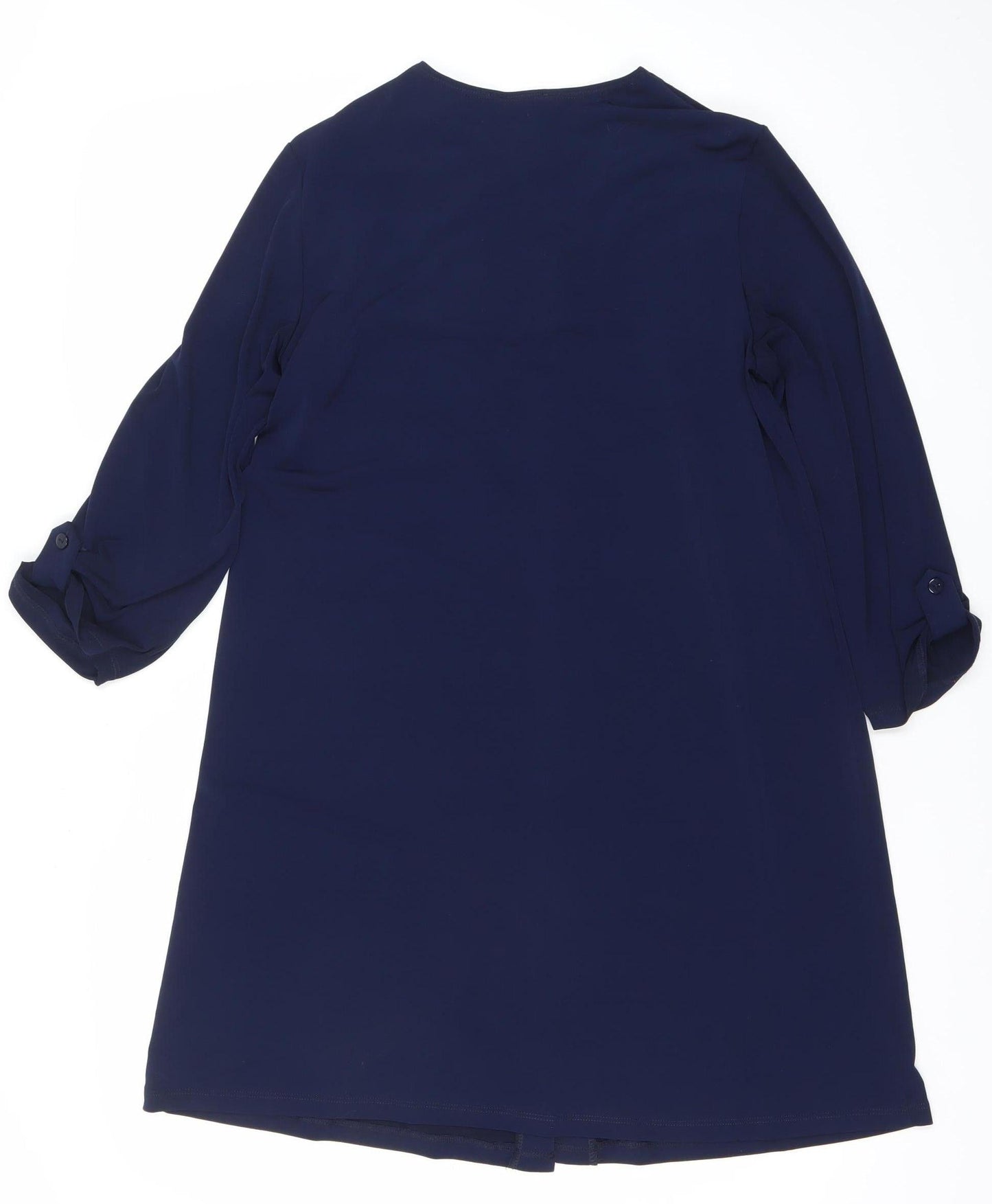 Kim & Co Womens Blue M Shirt Dress V-Neck 3/4 Sleeve Casual Workwear