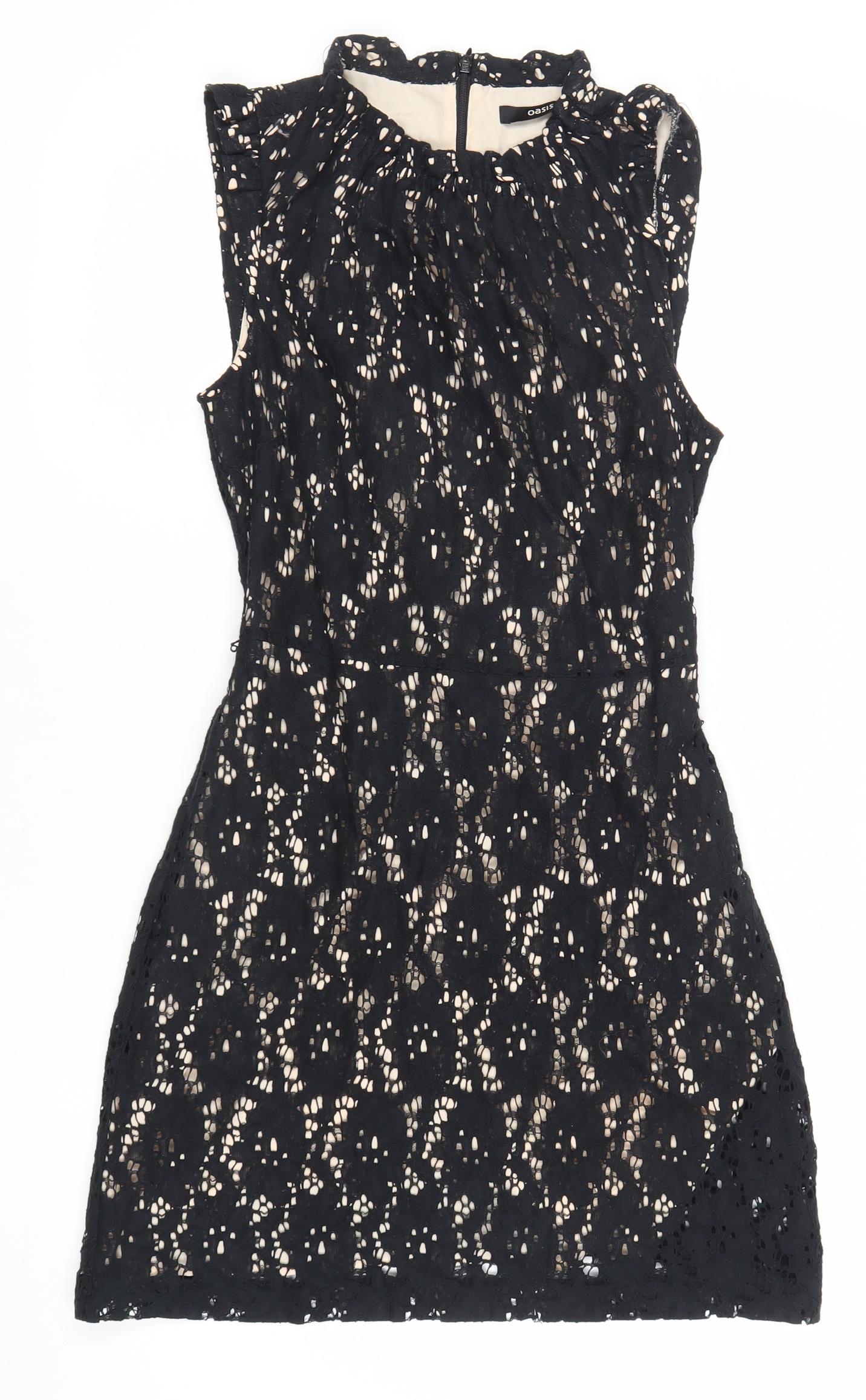 Oasis Women’s Black Lace A-Line Dress Size 8 Cocktail Party