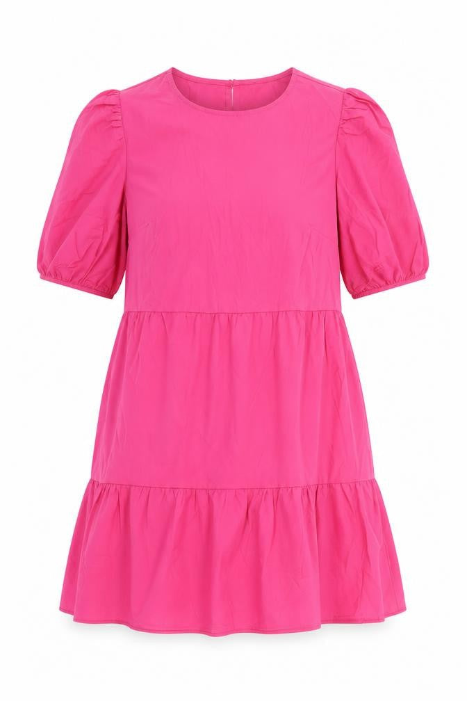 Stradivarius Women’s Pink Knee Length Puff Sleeve Shift Dress UK 10