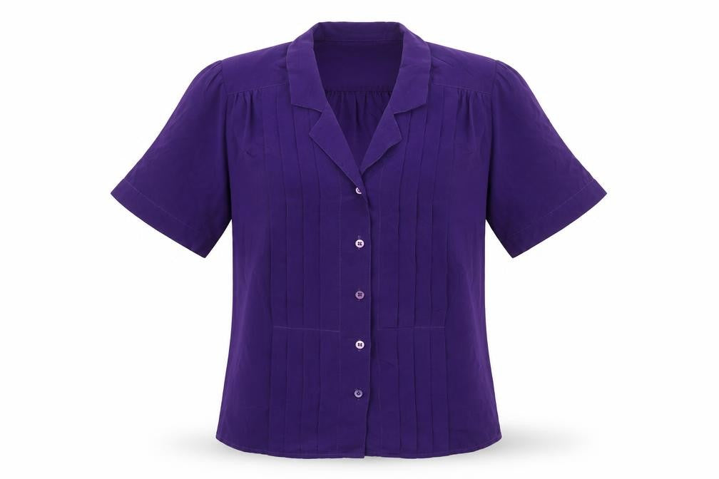 Claude Bennett Women’s Purple Petite Blouse Size 6 Short Sleeve