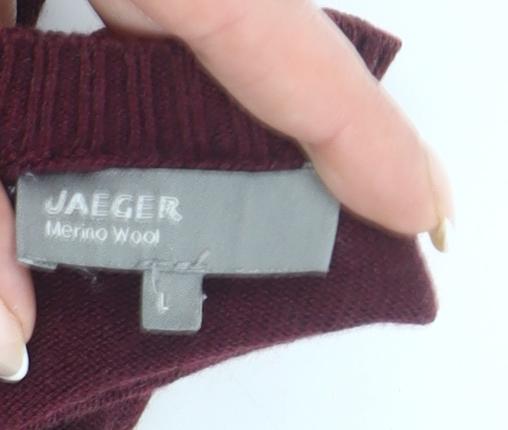 Jaeger Women’s Red Wool Jumper Dress Size L Long Sleeve Knitwear