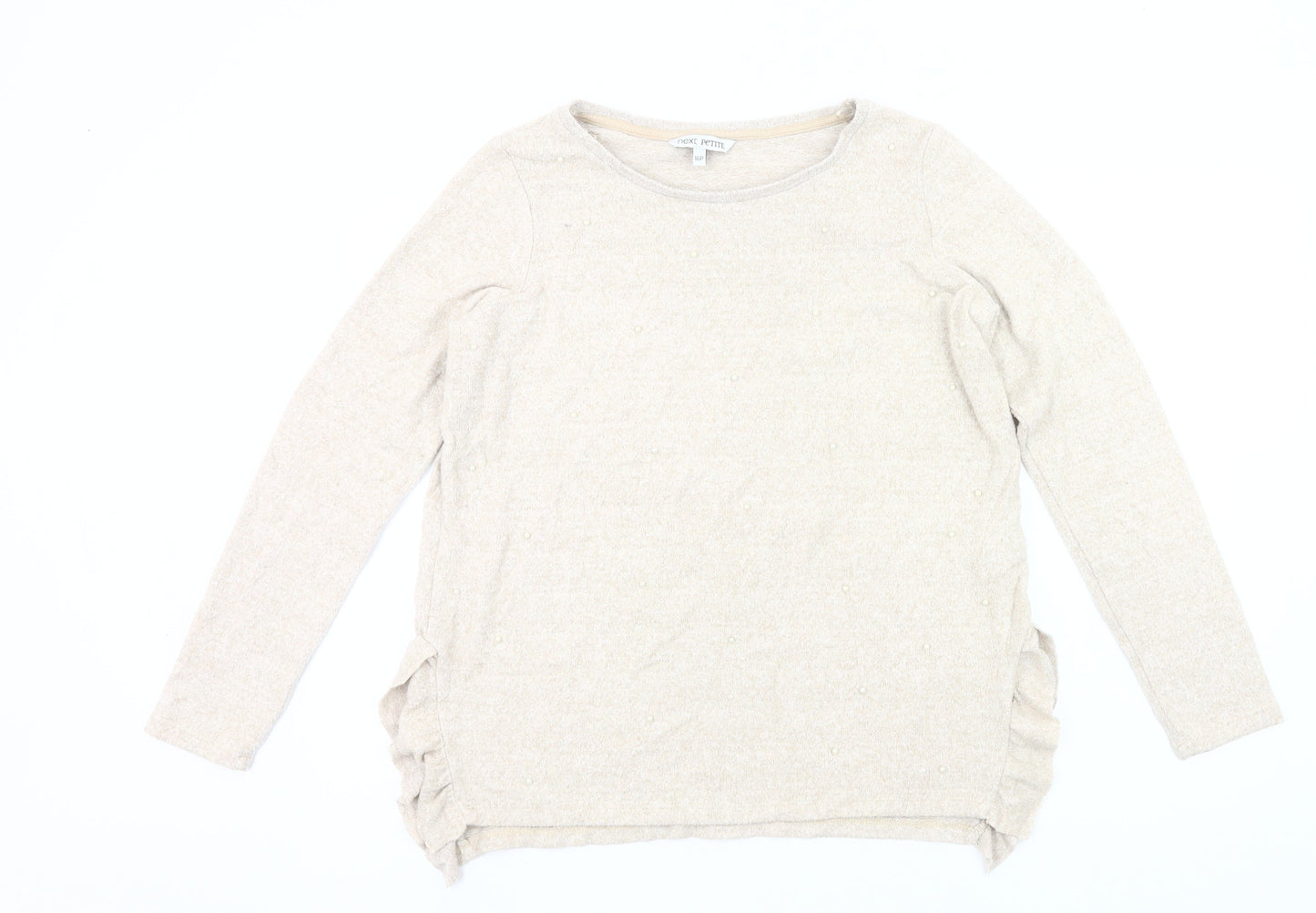 Next Petite Women's Beige Pullover Jumper Size 16P Beaded Knit