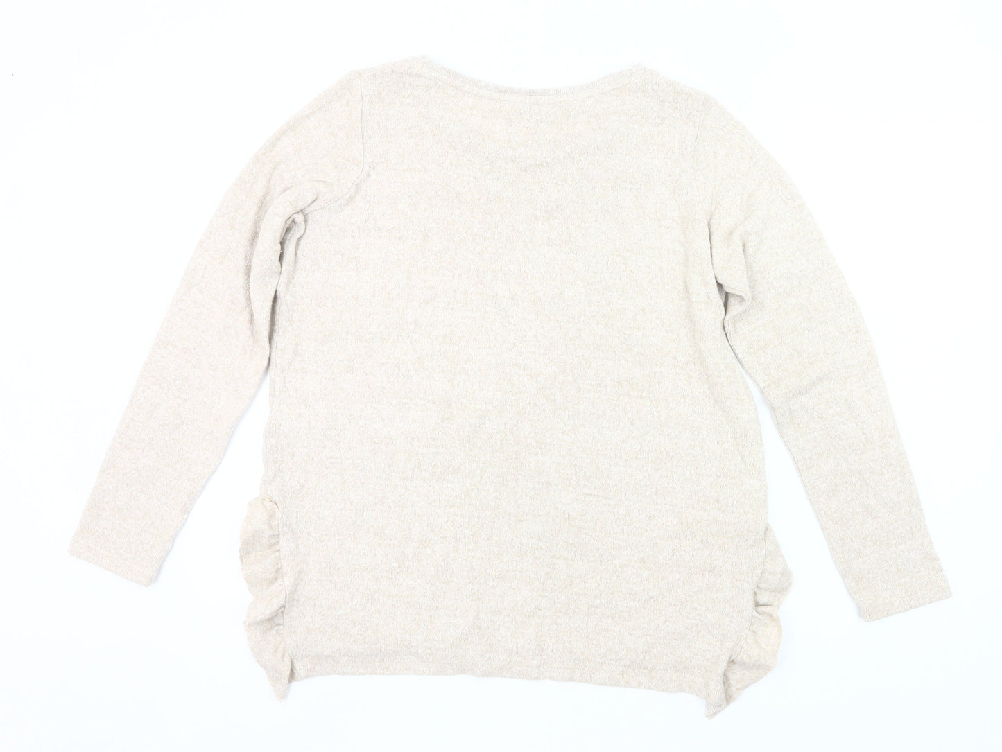 Next Petite Women's Beige Pullover Jumper Size 16P Beaded Knit
