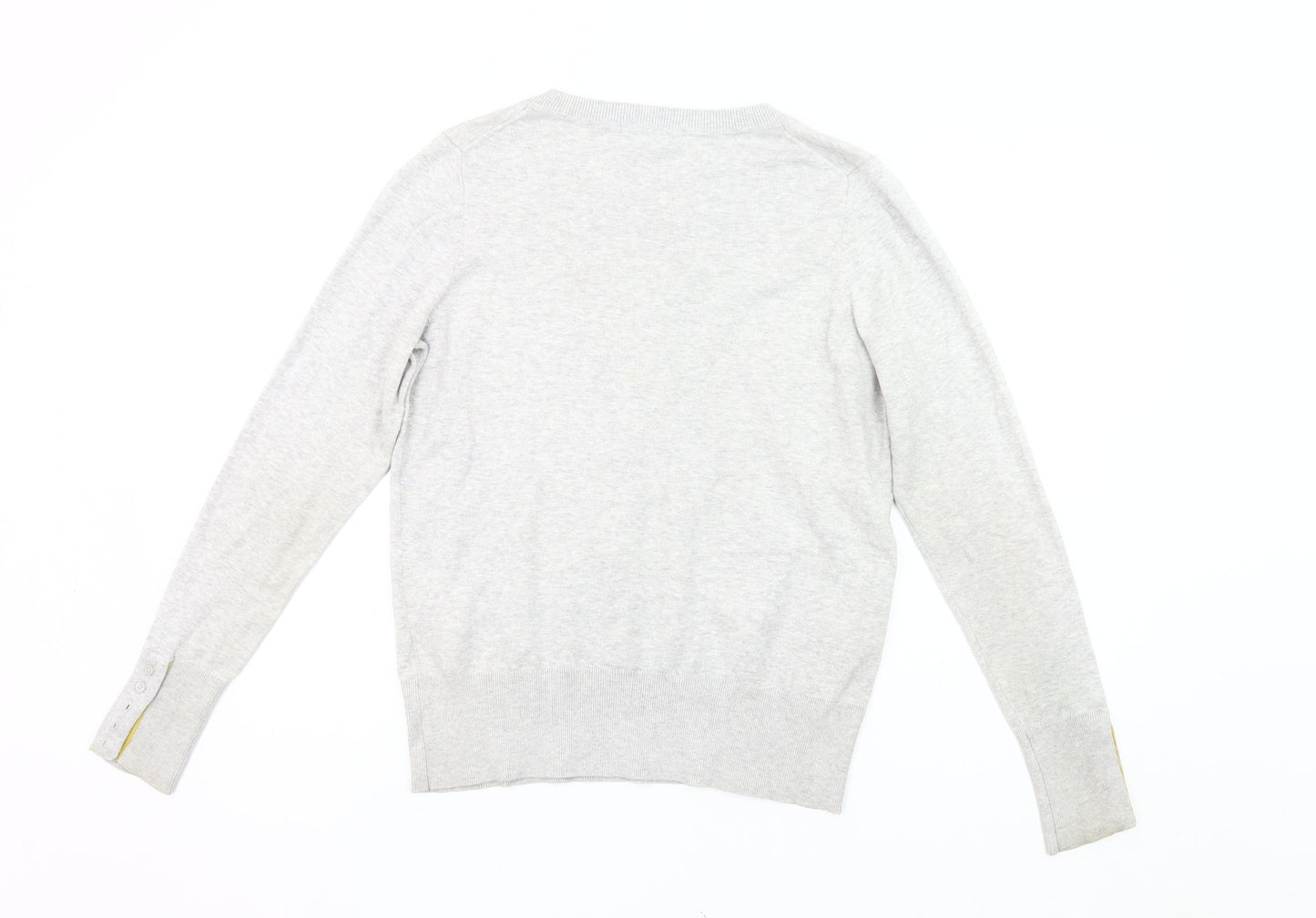 Boden Womens Grey V-Neck Pullover Jumper Size M Cotton Blend