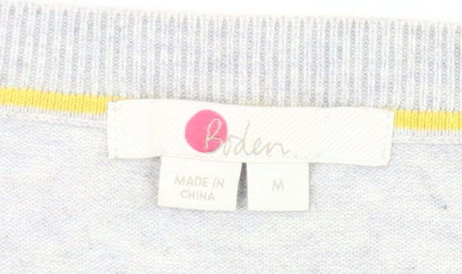 Boden Womens Grey V-Neck Pullover Jumper Size M Cotton Blend