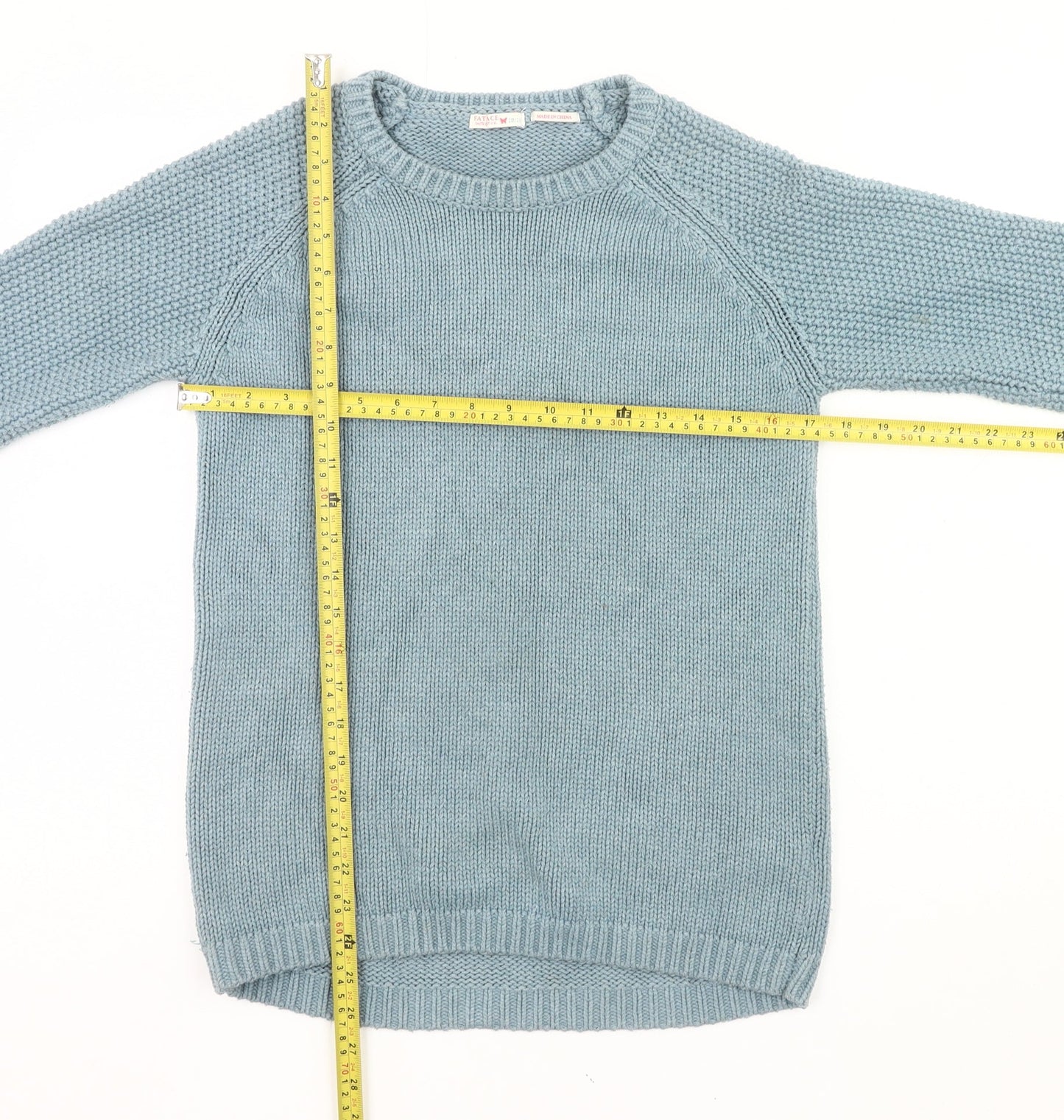 FatFace Girls Blue Cotton Blend Knit Jumper Pullover 12-13 Years