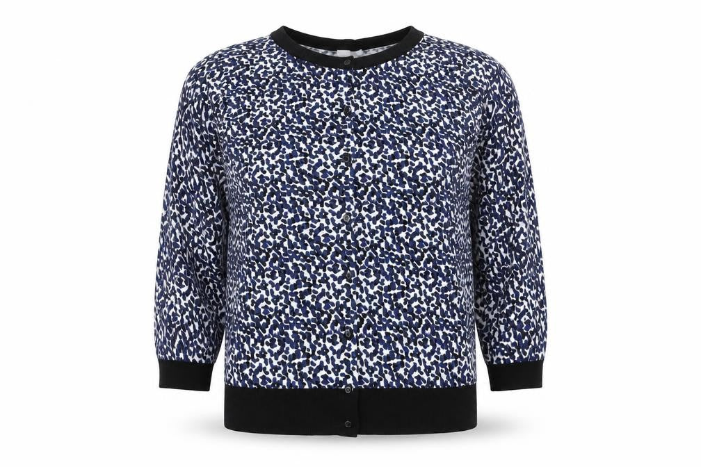 H&M Women’s Blue Animal Print Cardigan XS Cotton Blend