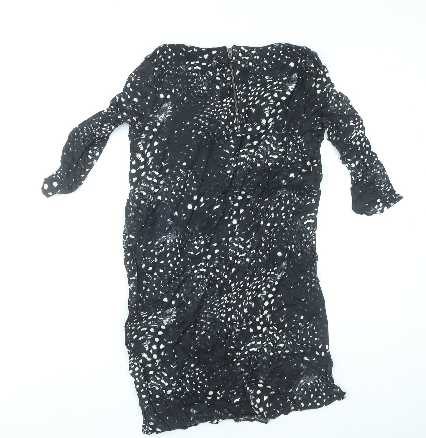 Vero Moda Women Black XS Sheath Animal Print Knee Length Dress