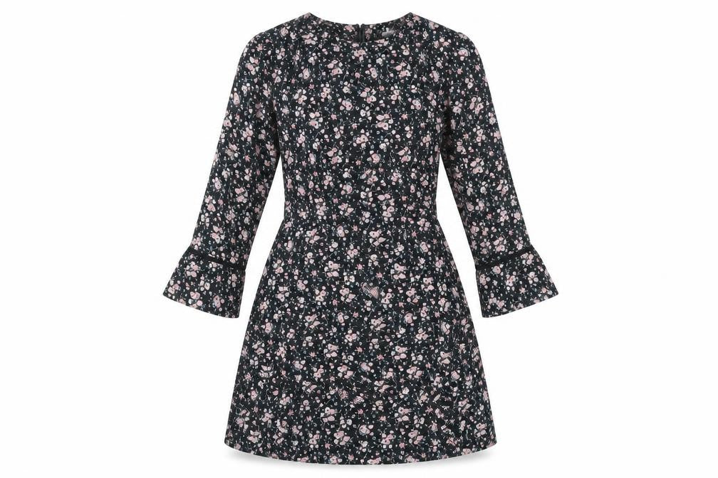 H&M Divided Women’s Black Floral A-Line Dress Size 10