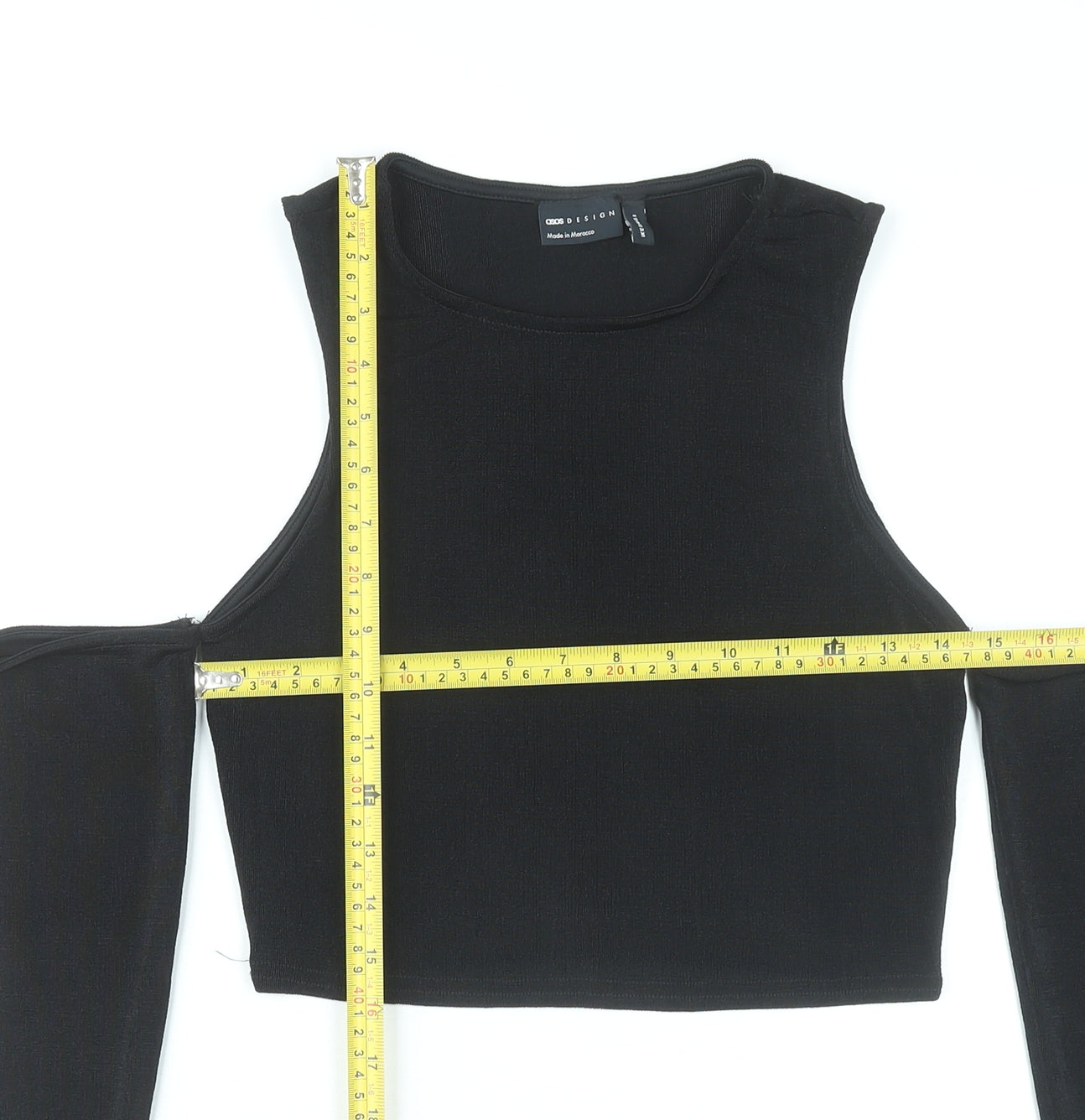 ASOS Design Women Black Size 12 Cropped Cold Shoulder Top