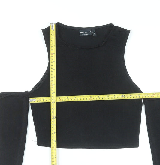ASOS Design Women Black Size 12 Cropped Cold Shoulder Top