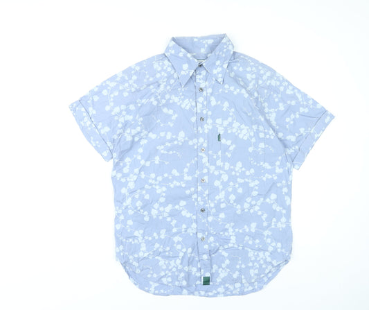 Paul Smith Men’s Blue Floral Cotton Short Sleeve Shirt L