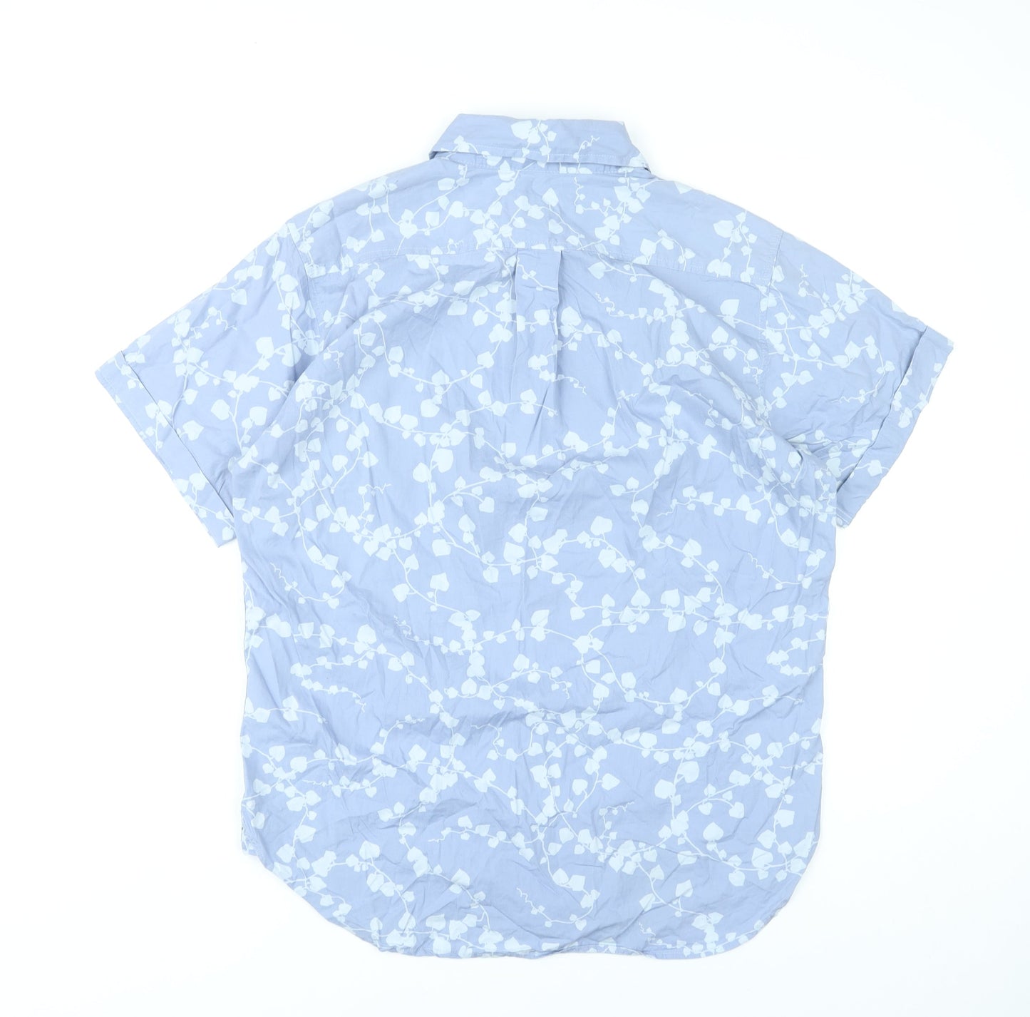Paul Smith Men’s Blue Floral Cotton Short Sleeve Shirt L