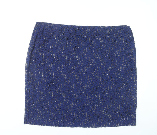 Lavitta Women’s Blue Lace Glitter Pencil Skirt Size 24 Plus