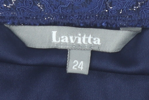 Lavitta Women’s Blue Lace Glitter Pencil Skirt Size 24 Plus