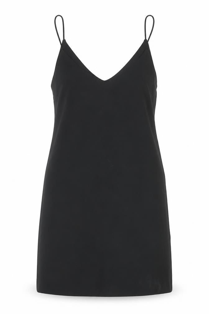 Front view of ASOS Women’s Black, size UK 8, Slip Dress Sleeveless V-Neck Stretch