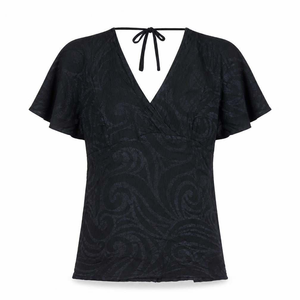 Dorothy Perkins Women’s Black Wrap Blouse Size 10 Viscose Kimono Sleeve