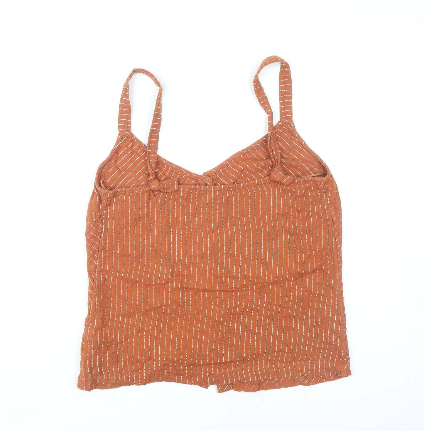 Fat Face Women's Orange Striped Button Camisole Tank Top UK 10