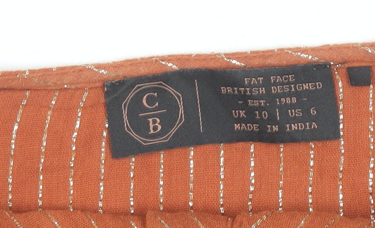 Fat Face Women's Orange Striped Button Camisole Tank Top UK 10