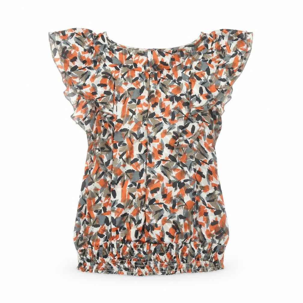 Front view of Betty Jackson Black women’s multicoloured blouse, size UK 10, tunic style