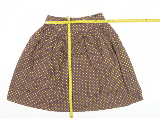 People Tree Women’s Brown Polka Dot Cotton A-Line Skirt Size 10