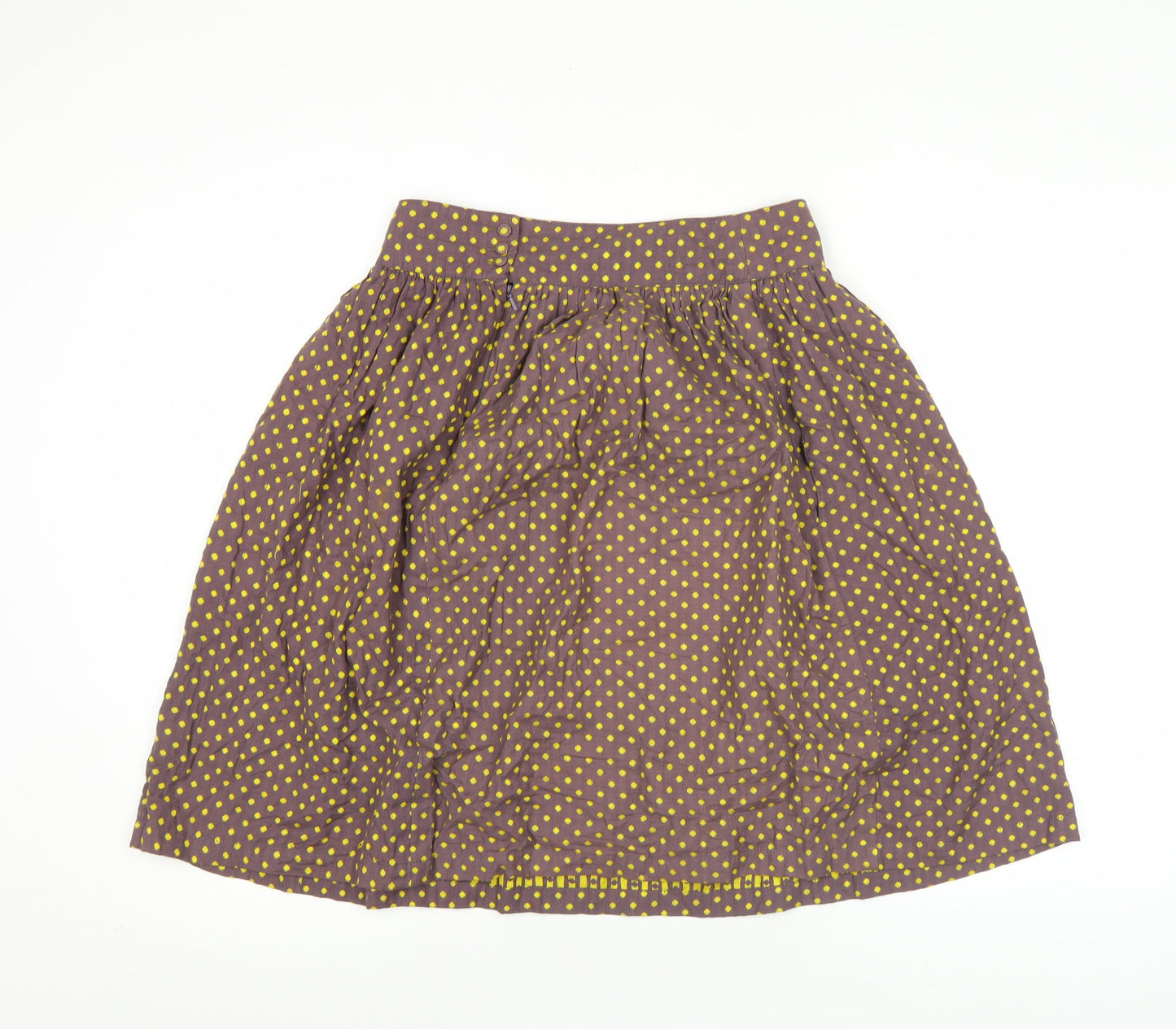 People Tree Women’s Brown Polka Dot Cotton A-Line Skirt Size 10