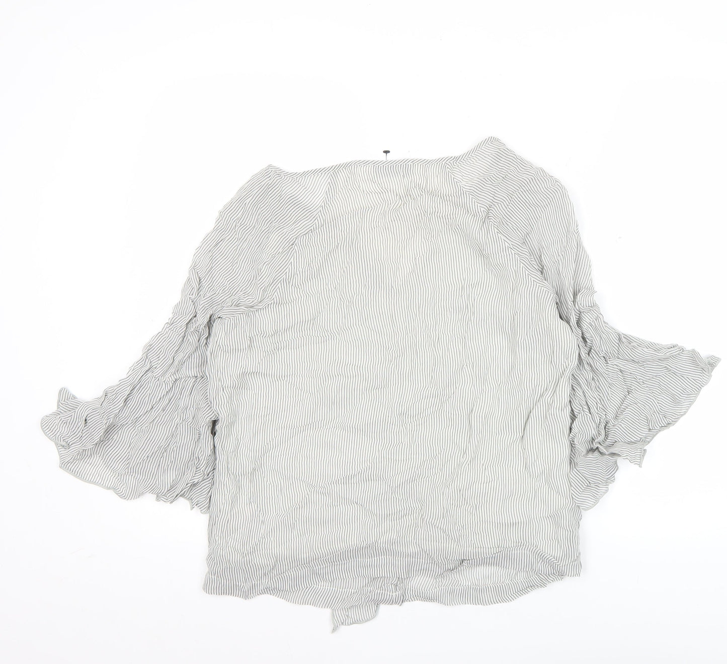Mint Velvet Womens White Striped Ruffle Blouse Size 12 Viscose