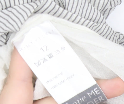 Mint Velvet Womens White Striped Ruffle Blouse Size 12 Viscose