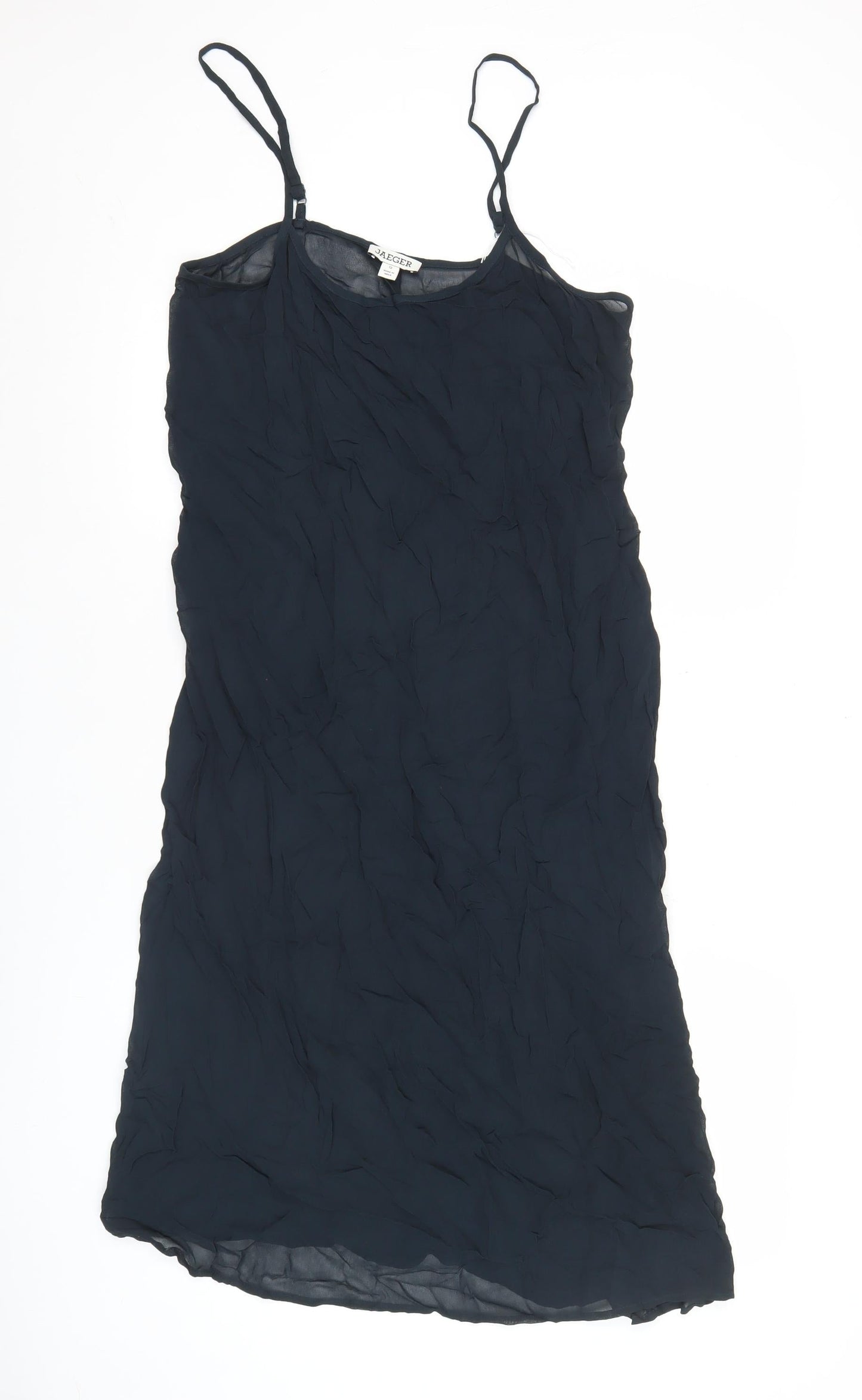 Jaeger Women’s Black Viscose Slip Dress Size 12 Knee Length