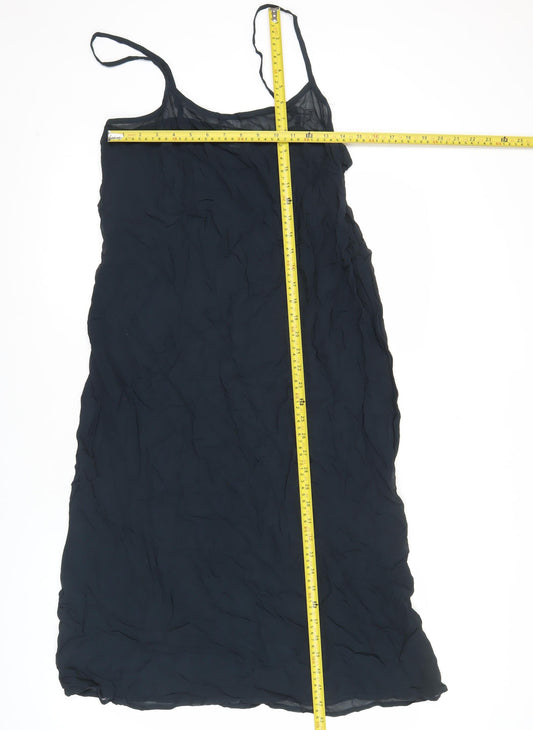 Jaeger Women’s Black Viscose Slip Dress Size 12 Knee Length