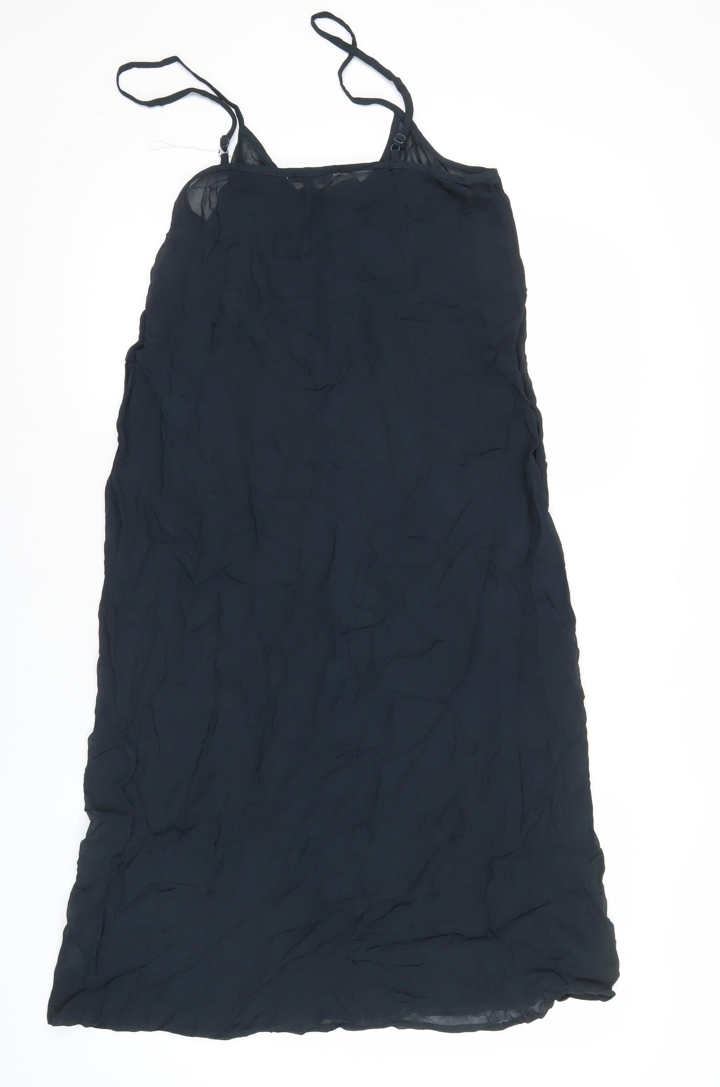 Jaeger Women’s Black Viscose Slip Dress Size 12 Knee Length