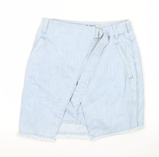 SJYP Womens Blue Denim Wrap Skirt Size S Casual Summer Pockets