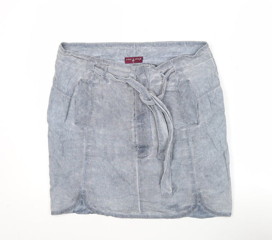 One Step Women’s Blue Linen Short Skirt Size 10 Casual Summer
