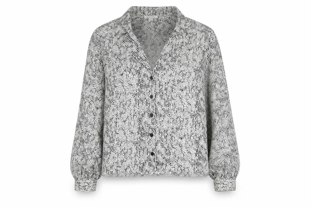 Topshop Women’s Black Animal Print Button-Up Blouse UK 10 Tall