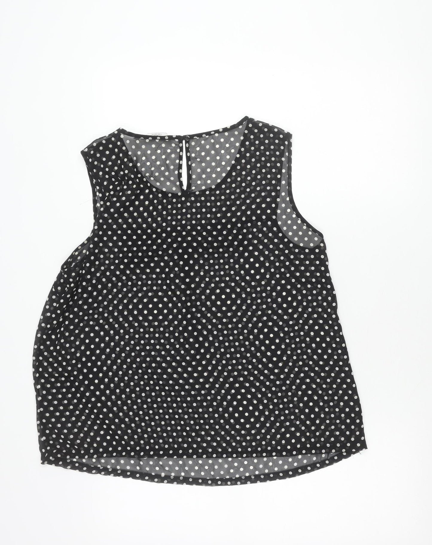 New Look Womens Black Polka Dot Bow Blouse Size 16 Sleeveless