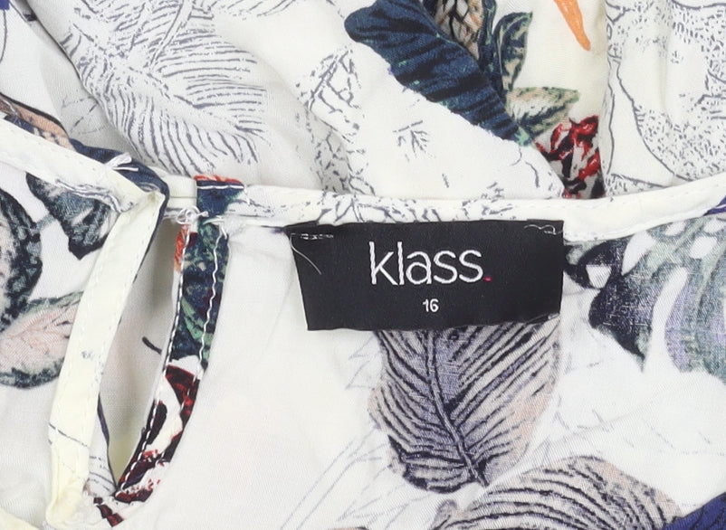 Klass Women’s Multicoloured Floral Tunic Blouse Size 16 Scoop Neck