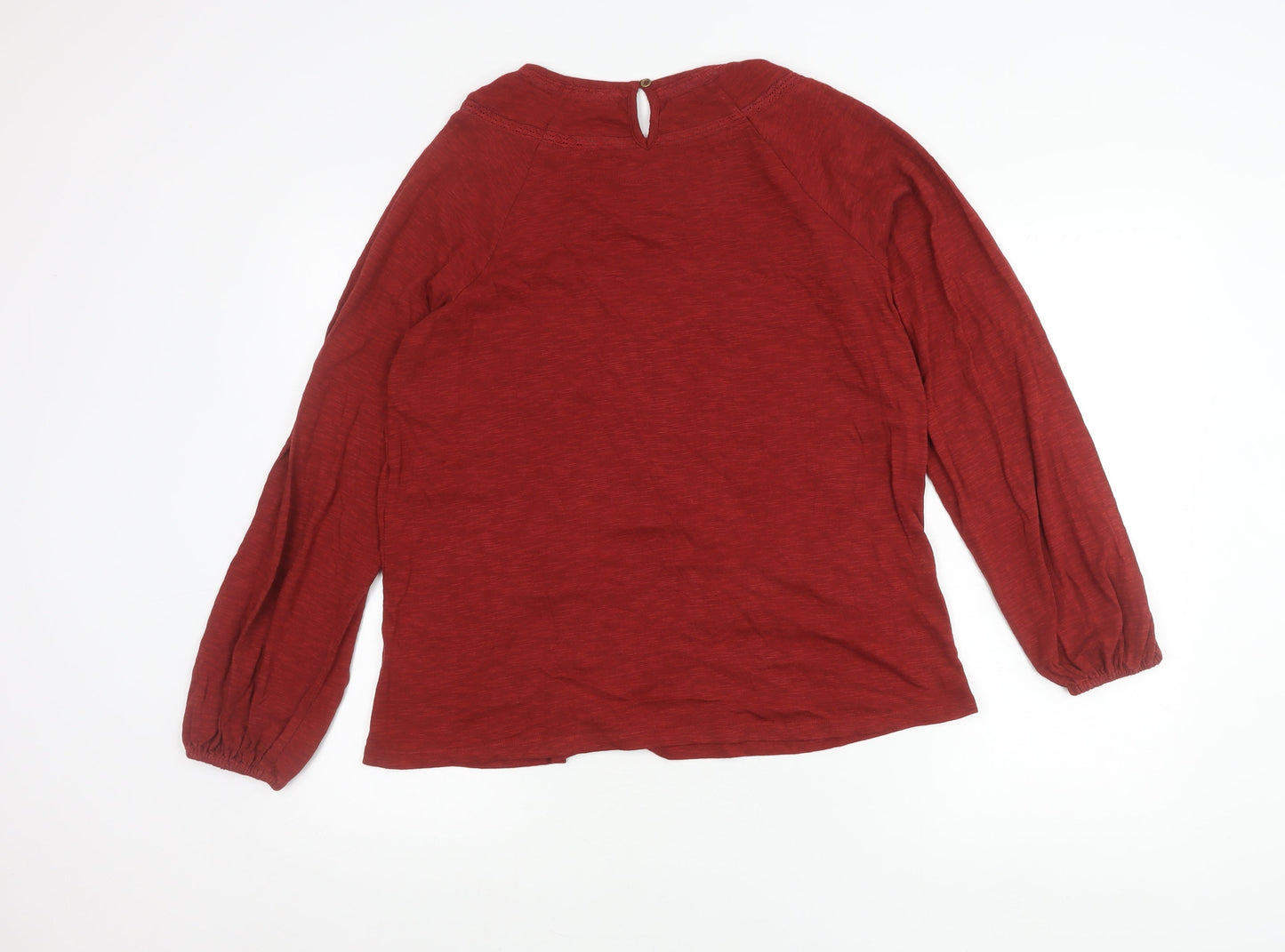 Fat Face Womens Red Cotton Modal Blouse UK 12 Long Sleeve Tunic Top