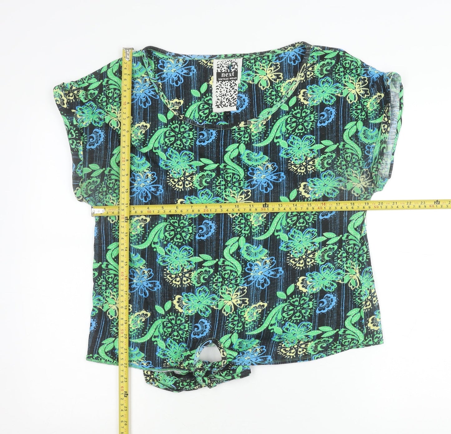 Next Women’s Multicoloured Floral Cotton Tie Front Blouse Size 16