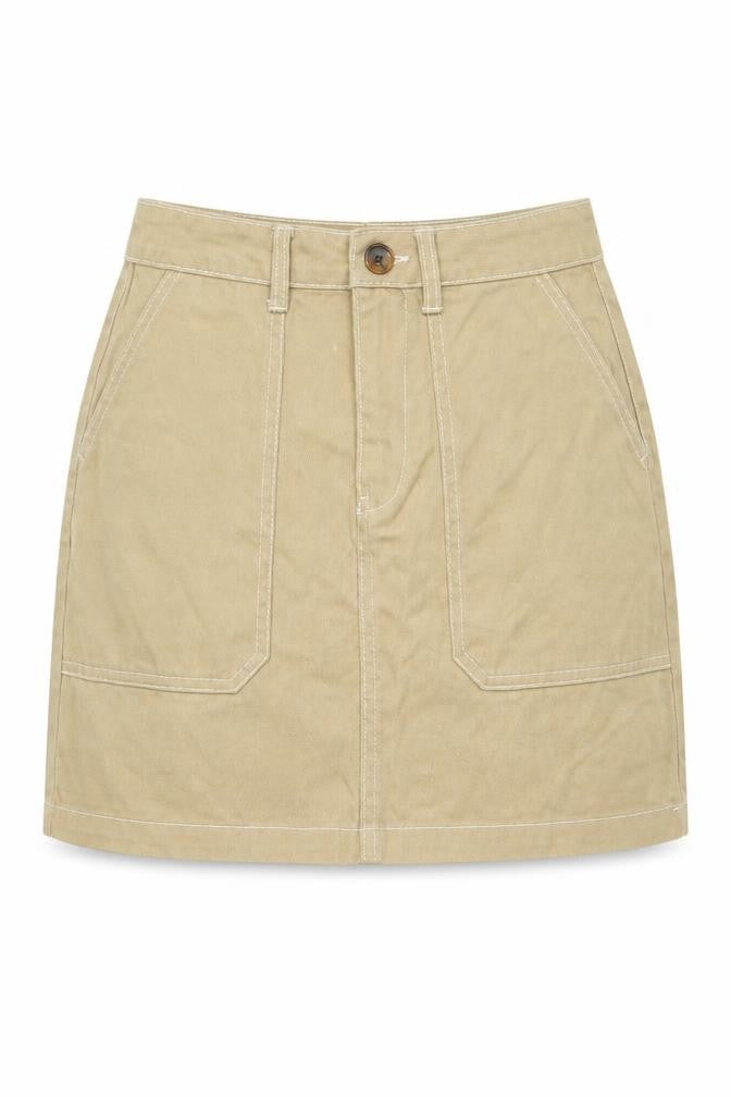 Front view of Denim Co. Women’s Beige Cargo Skirt UK 8 Short Cotton Twill