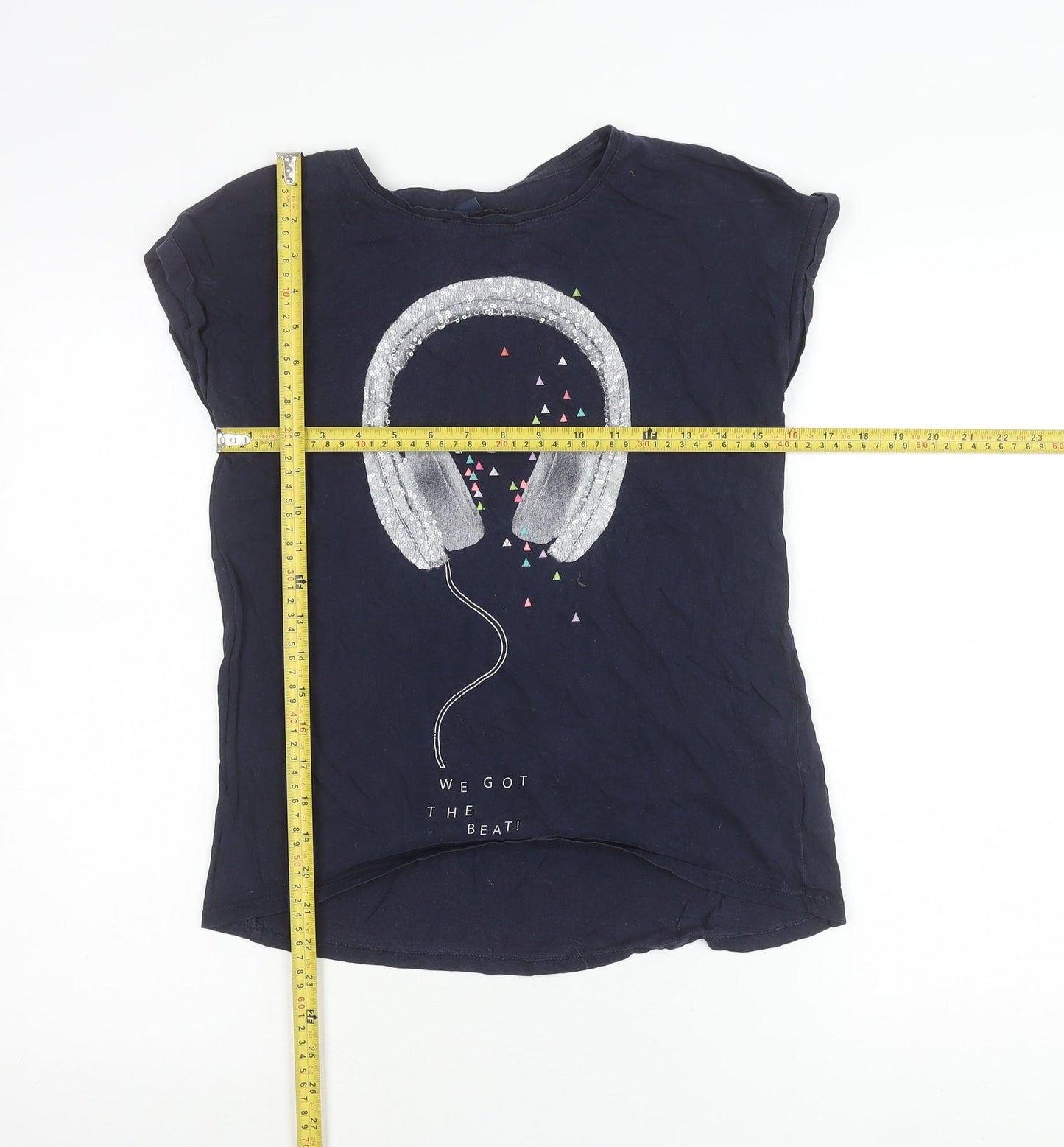 Gap Kids Girls Blue Sequin Music Graphic T-Shirt 14-16 Years