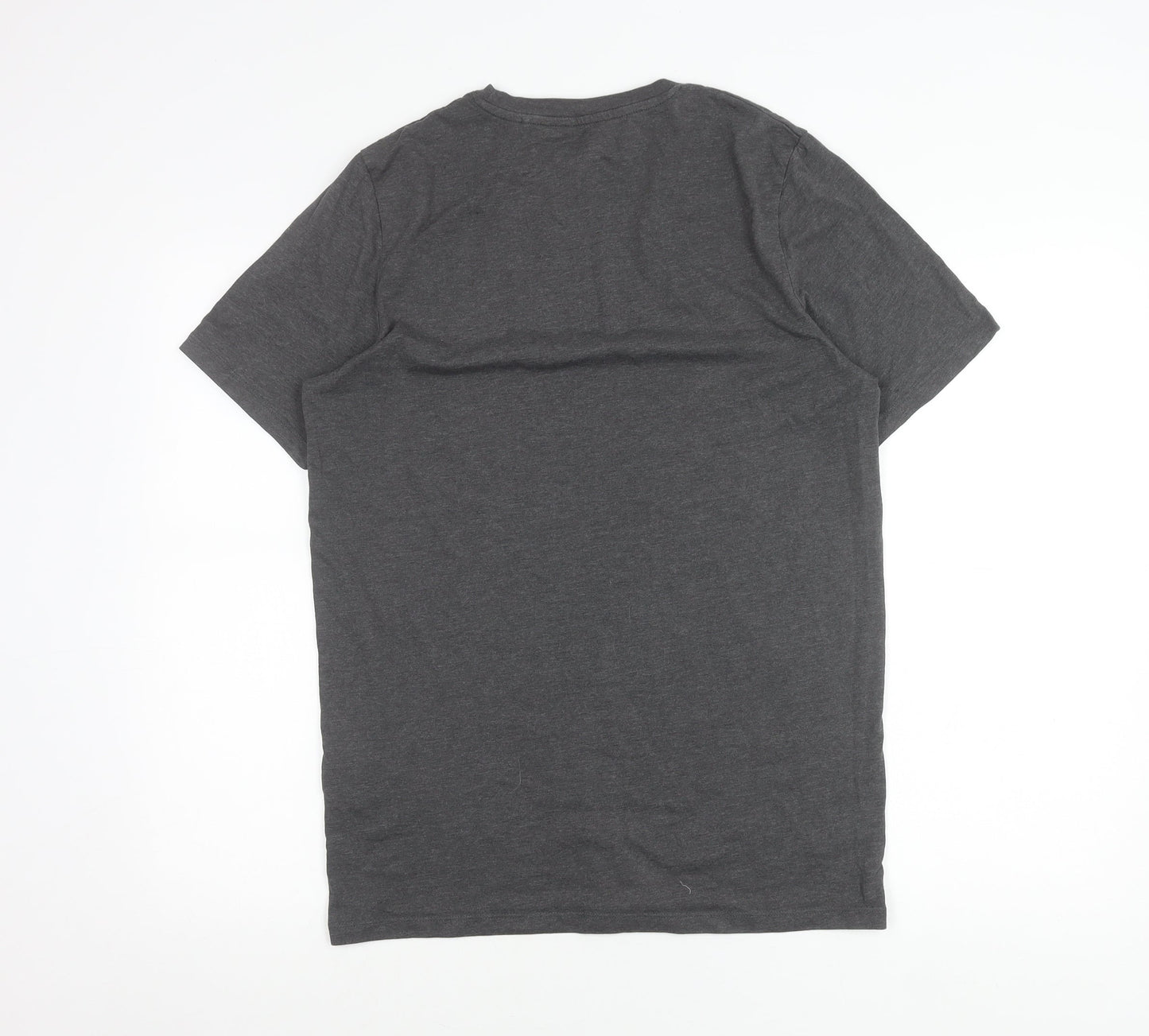 Jack & Jones Men's Grey L Organic Cotton Crew Neck T-Shirt